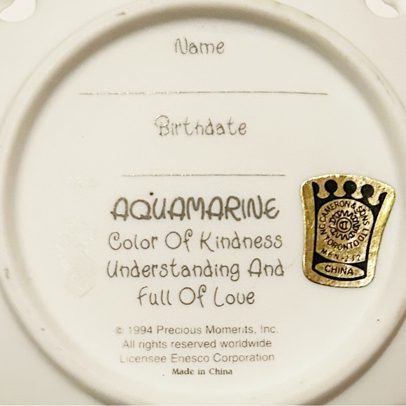 Vintage 1994 Precious Moments Miniature Ceramic Decorative Plate March Flowers - Picture 4 of 10